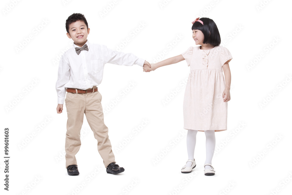 Lovely boy and holding hands having fun Lovely boy and holding hands having fun