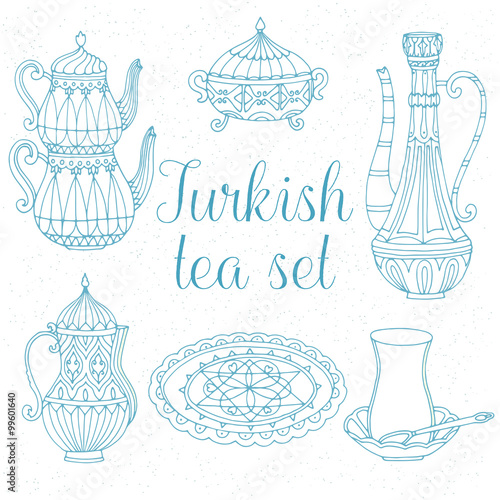Vector turkish tea set