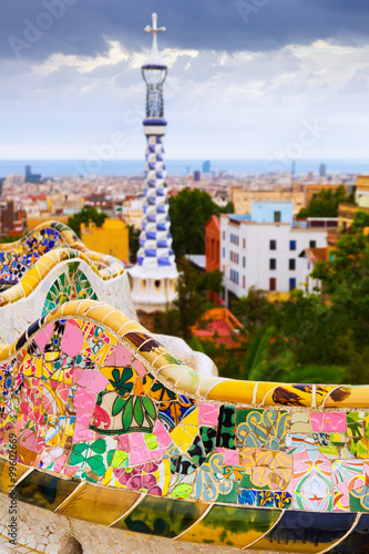 Photography View of Park Guell in  Barcelona, Spain