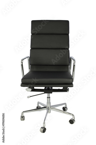 Black Office Chair on White Background, Front View