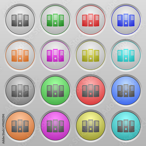 Server hosting plastic sunk buttons