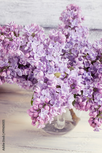 Lilac flowers in a bottle