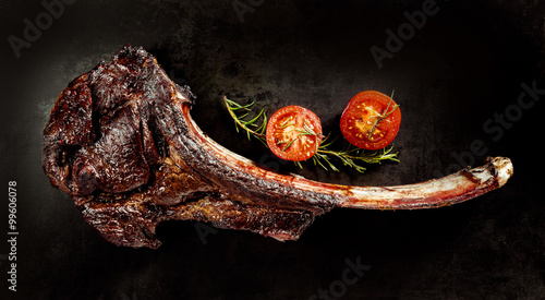 Succulent grilled tomahawk beef steak