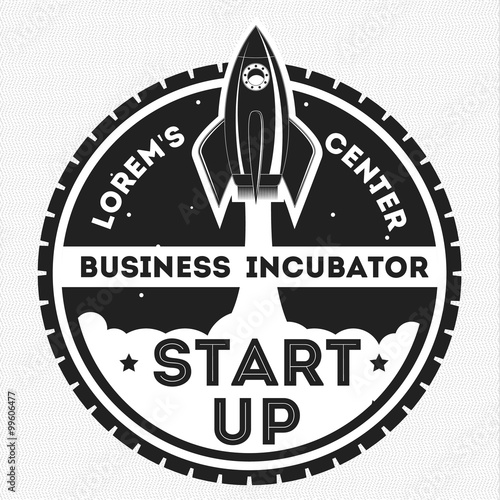 Start up logo, label, prints for different projects. Start-up for invitation, poster. Startup monochrome logo