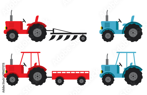 tractor set red and blue
