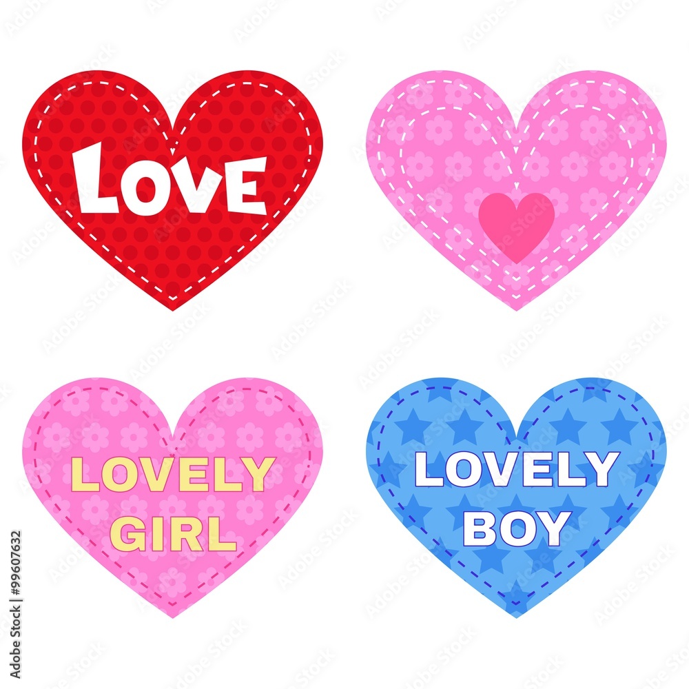 Heart striped set vector illustration. Heart striped set vector illustration.