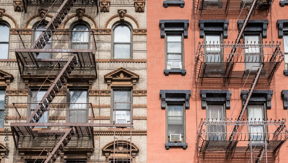 Chelsea buildings with fire stairs in New York City