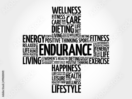 ENDURANCE word cloud, health cross concept