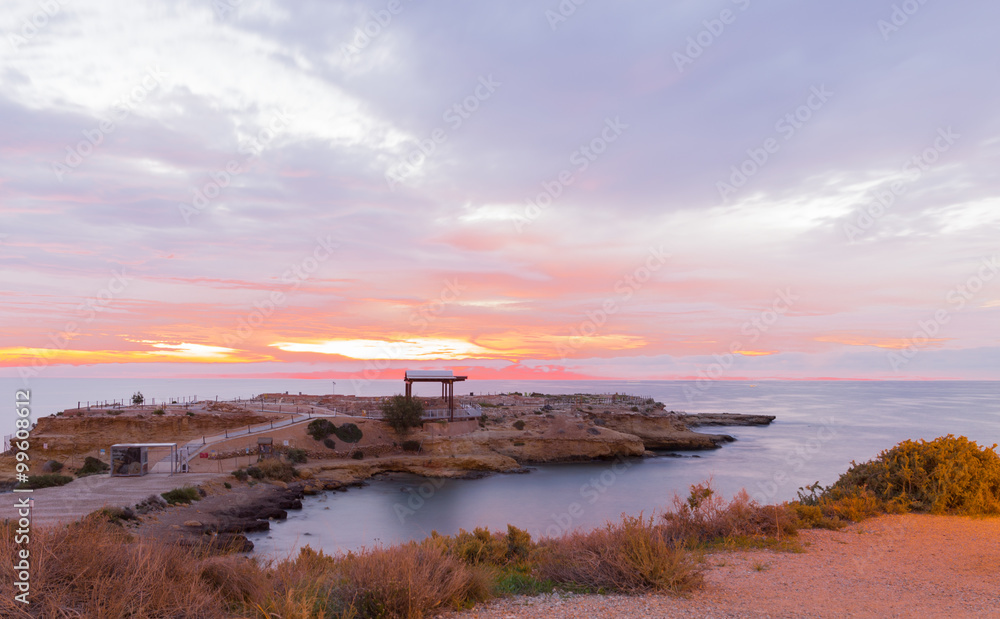 rocky coast at dawn in Alicante