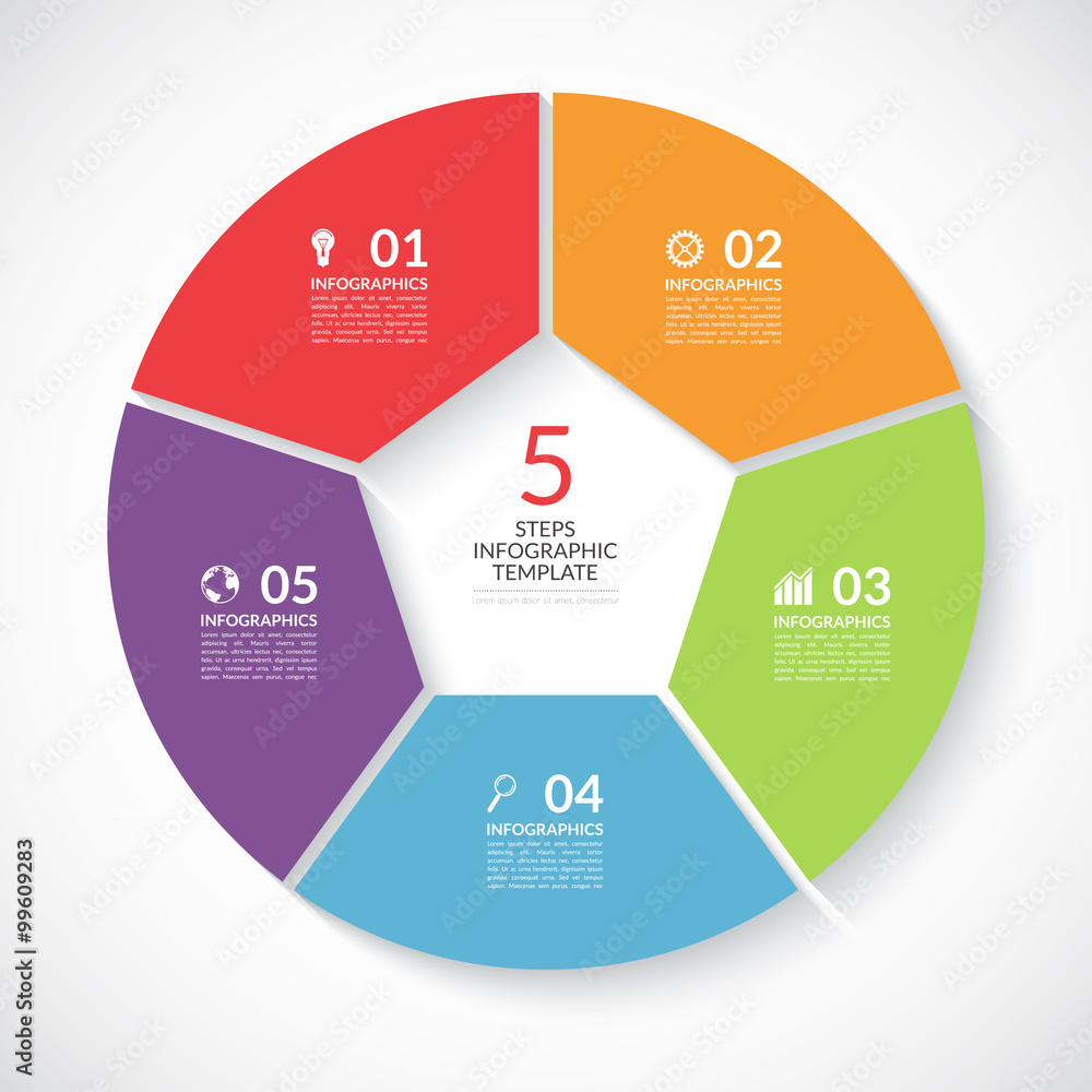 Infographic circle banner. Vector template with 5 steps, parts, options Infographic circle banner. Vector template with 5 steps, parts, options