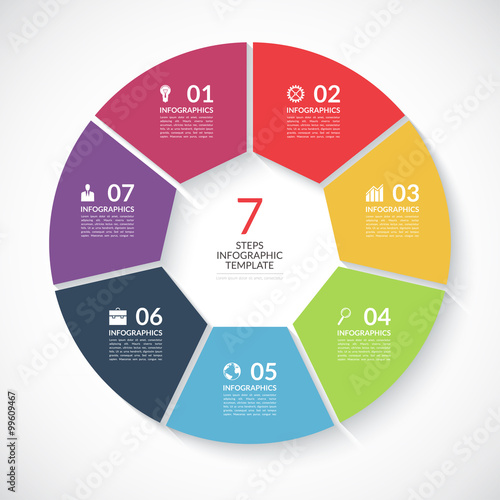 Infographic circle banner. Vector template with 7 steps, parts, options
