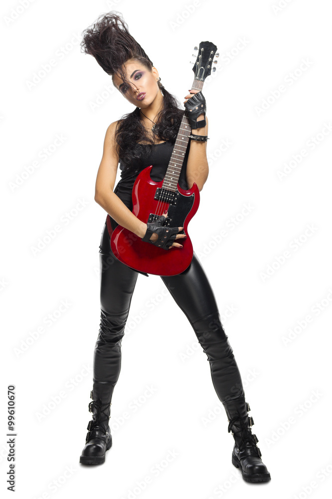 Rock musician in leather clothes