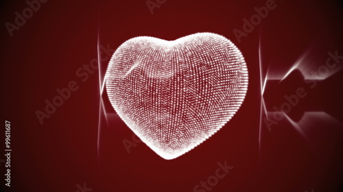 Wallpaper Mural White Pulsing 3D Heart and Heartbeat Cardiogram on Red Background. Animated Seamless Looping Motion Design. Torontodigital.ca