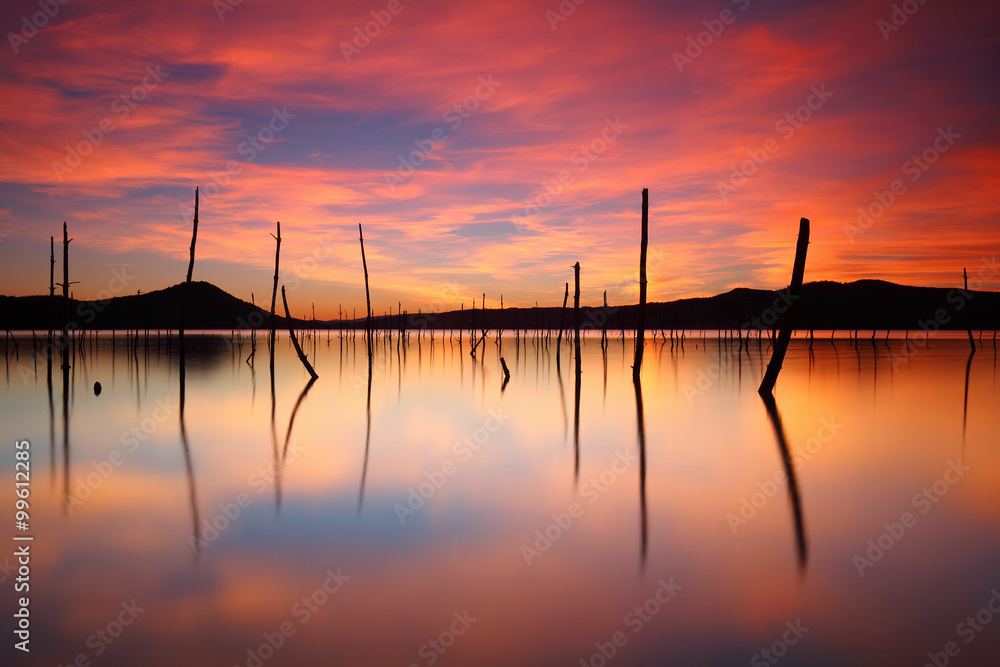 Beautiful sunset over a peacefull lake