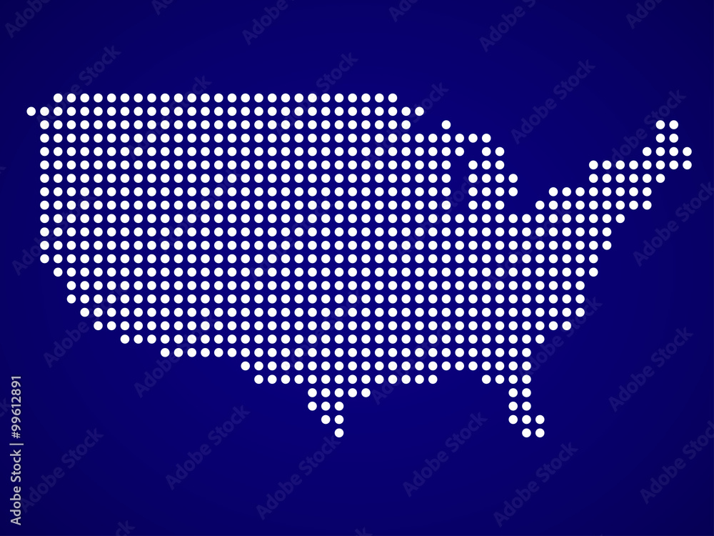 Map of USA from round dots. Vector illustration. Eps 10
