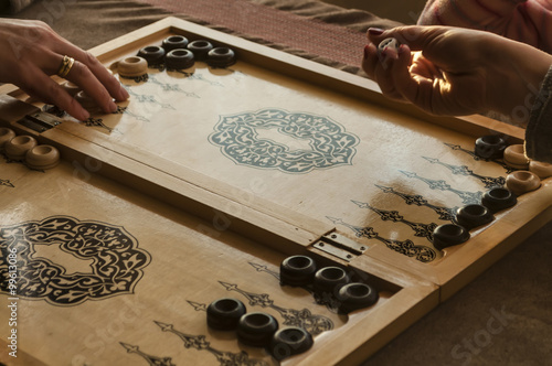 Fotografia, Obraz vintage wooden backgammon
