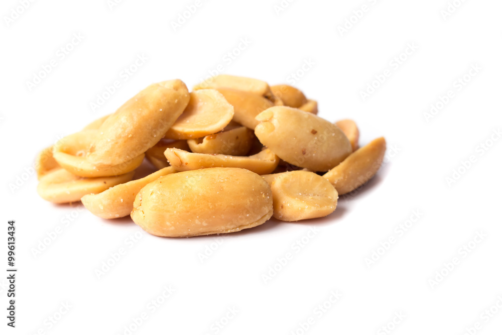 salted nuts on white background salted nuts on white background
