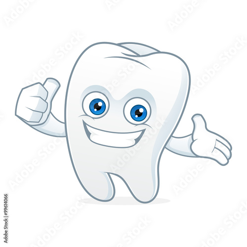 Tooth cartoon mascot clean and happy