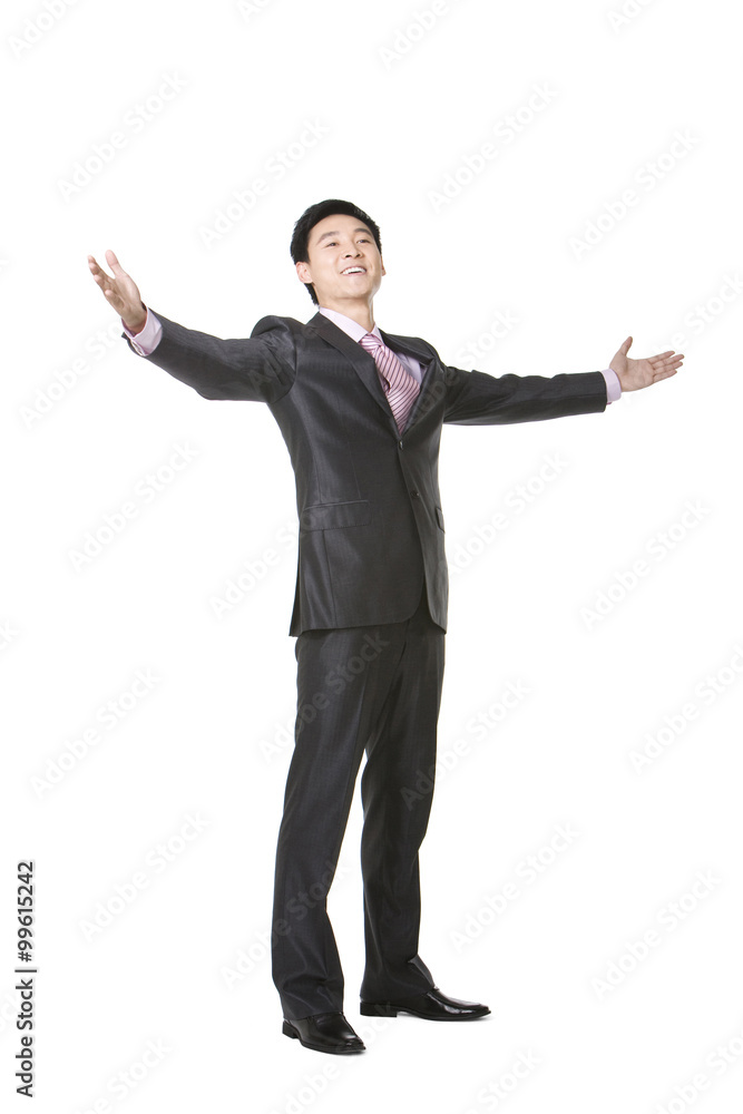 Full length of businessman with arms outstretched Full length of businessman with arms outstretched
