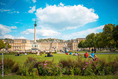 Stuttgart city with buildings and trees photo