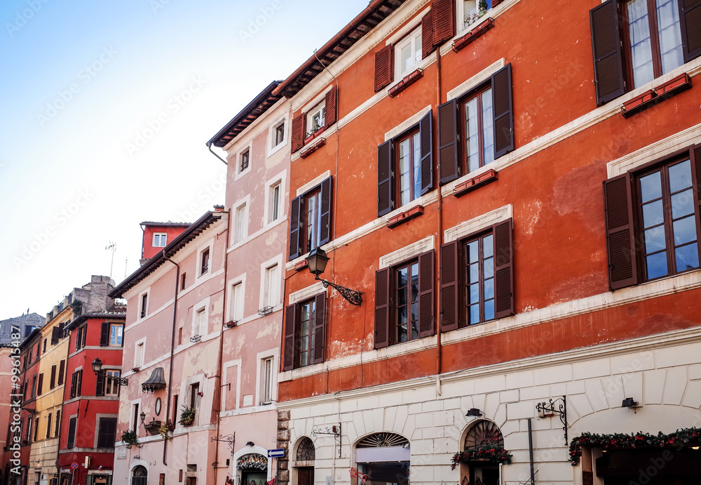 Fototapeta premium Traditional old buildings Street view in Rome, ITALY