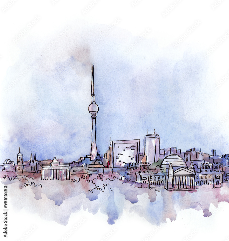 Fototapeta premium the view of Berlin watercolor of european union country isolated on the white background