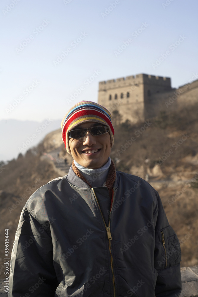 Man Standing On The Great Wall Of China Man Standing On The Great Wall Of China