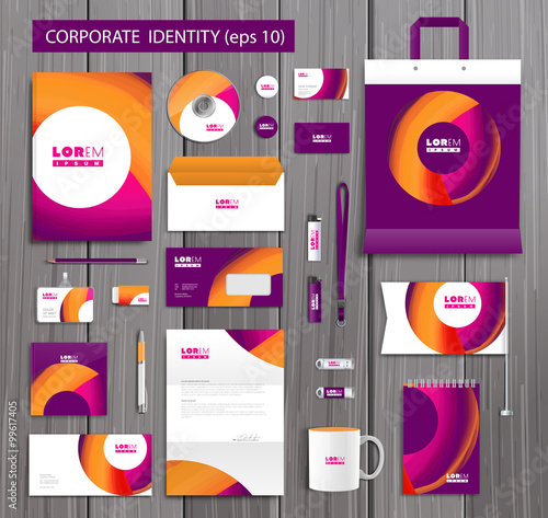 Vector artistic corporate identity template with color elements. 