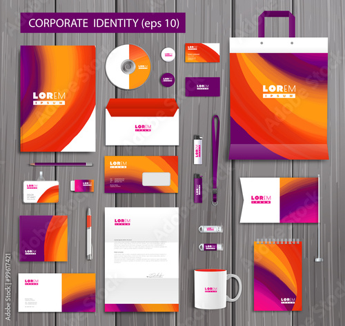 Vector artistic corporate identity template with color elements. 