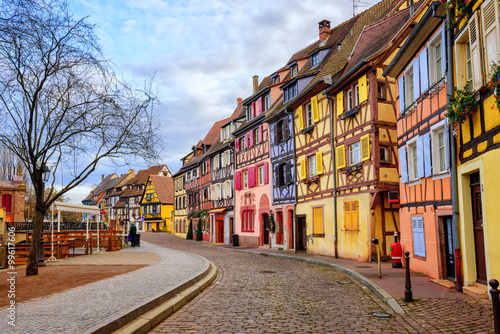 Colorful half-timbered houses in medieval town Colmar, Alsace, France