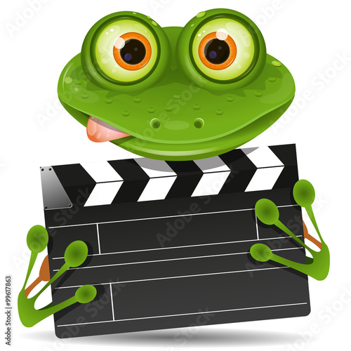 Frog with movie clapper
