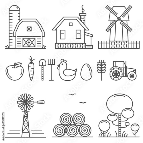 Farming Outline Icons Set