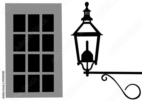 Ancient lantern and window on a white background