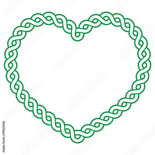Celtic pattern green heart shape - love concept fot St Patrick's Day, Valentines