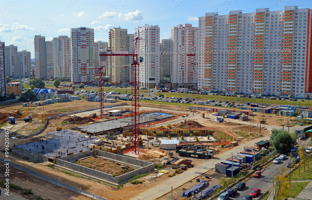 Naklejka premium Строительство здания новой школы