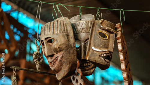 ANCIENT RITUAL MASK OF INDIA [Fort Kochi, India - December 2015 ] photo