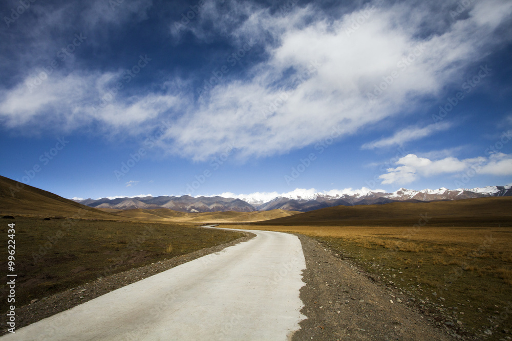 Road leading through Qilian mountain, China