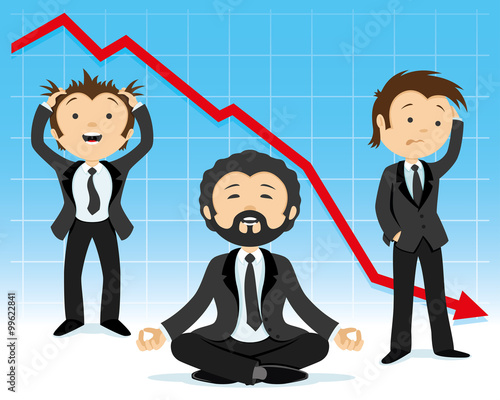 Businessman staying calm when others panic.