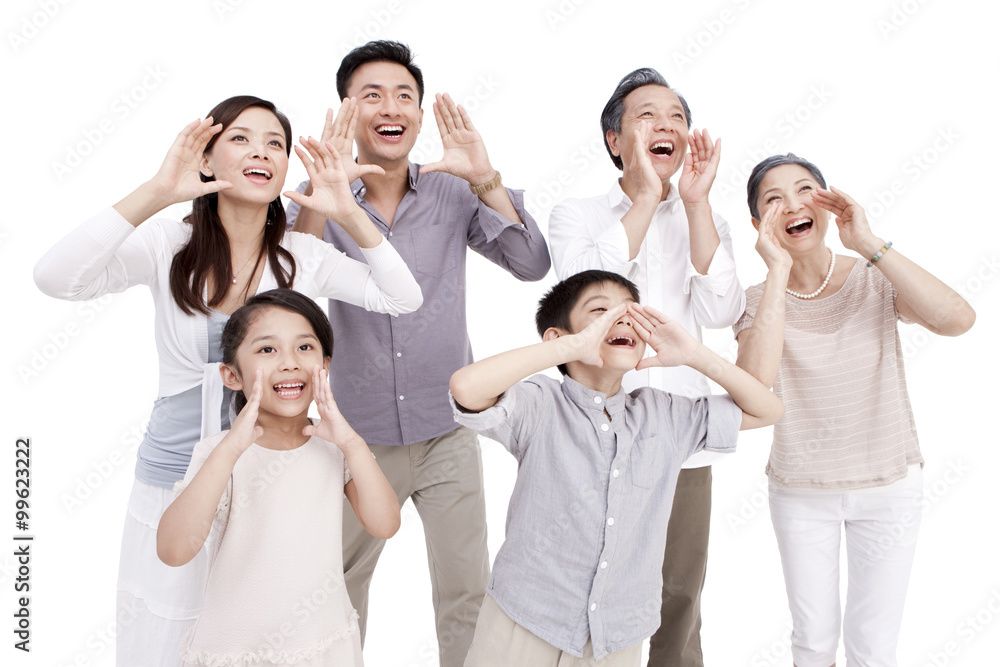 Family shouting loudly Family shouting loudly