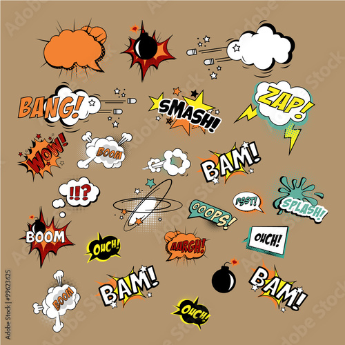 Comics Sound Effects and Explosions. Vector Illustartion