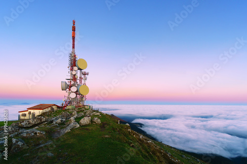 Konstfotografi telecommunications tower on Oiz mountain top