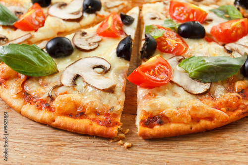 Sliced Pizza with mushrooms...