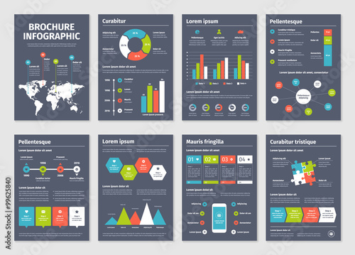 Modern dark business infographic brochure template. 