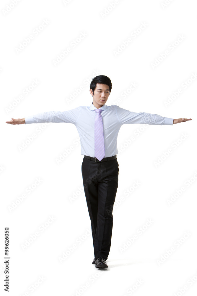 Businessman Walking in a Straight Line, Balanced Businessman Walking in a Straight Line, Balanced