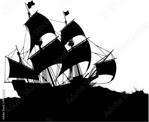 a ship on a stormy sea