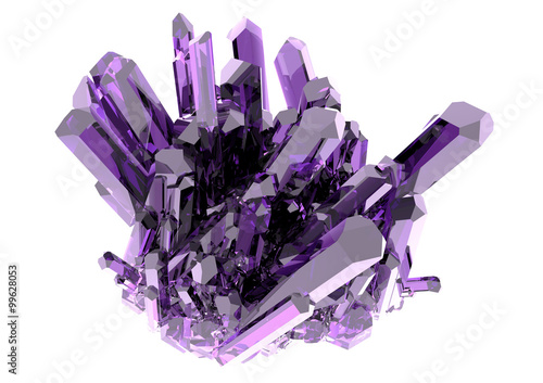 Purple crystal on a white background isolated