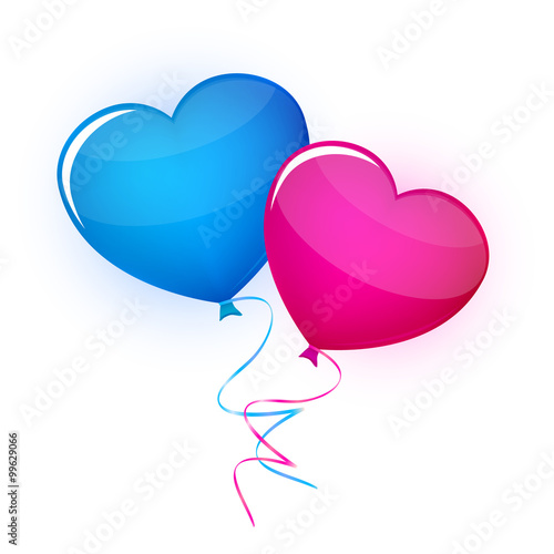 Balloon hearts on white background