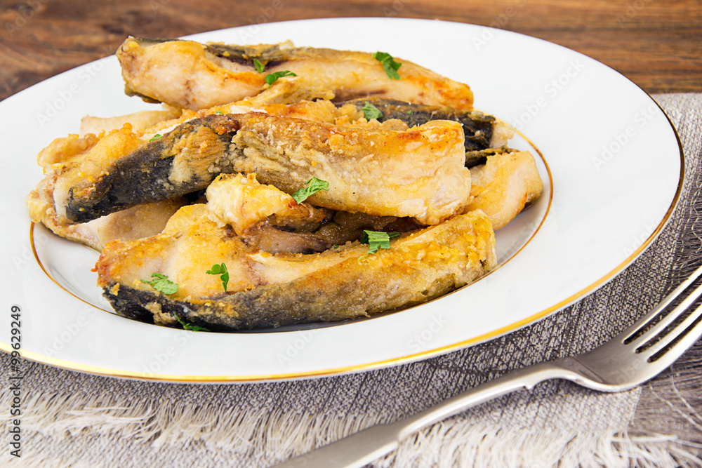 Healthy and Diet Food: Fried Fish Carp Healthy and Diet Food: Fried Fish Carp