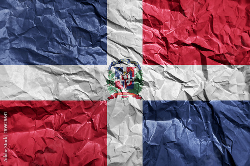 Wallpaper Mural Dominican Republic flag painted on crumpled paper background Torontodigital.ca