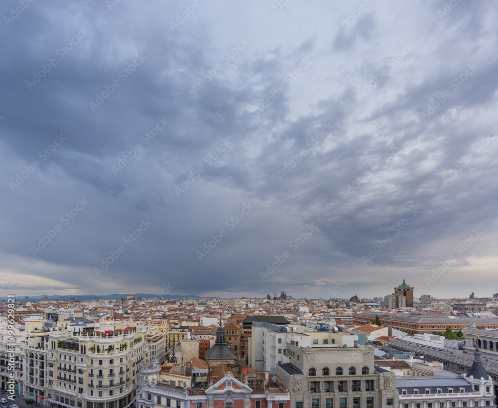 Skyline of Madrid in a cloudy day nr4